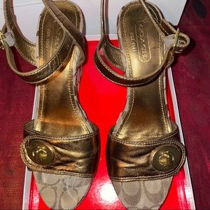 Vintage Coach Wedge Logo Sandals